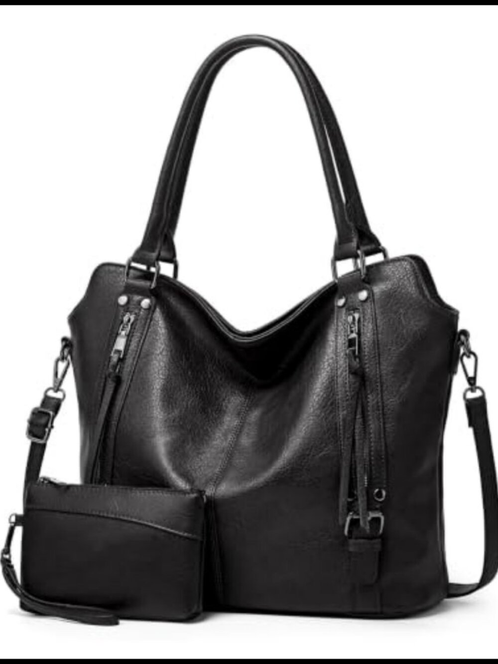 Large PU Leather Tote Bag with Coin Purse Adjustable Strap Work Travel